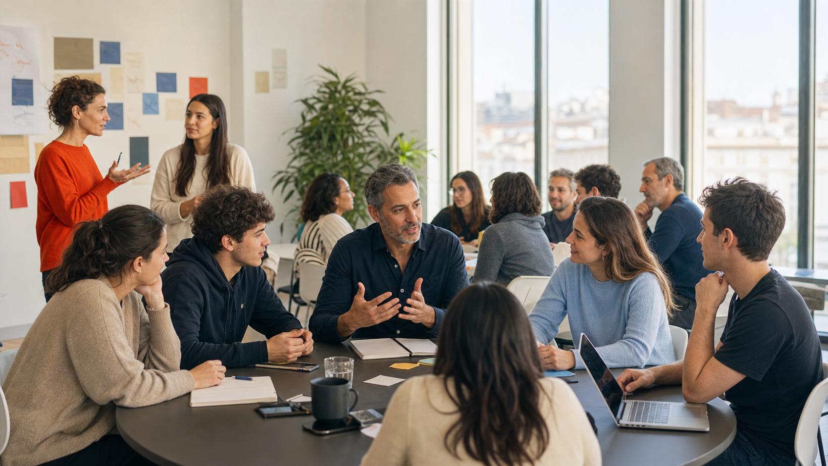 Personas de distintas generaciones colaboran en un encuentro de la Fundación Human-IA.