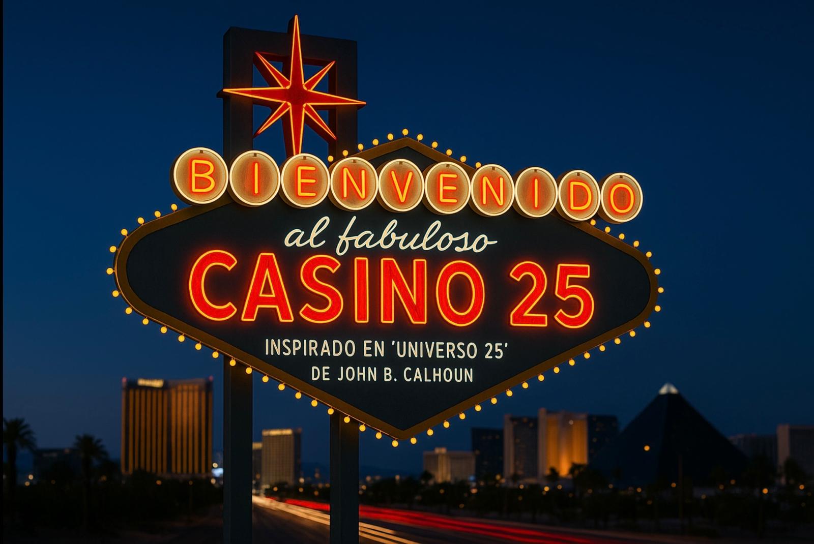 Cartel luminoso de Casino 25 inspirado en Las Vegas